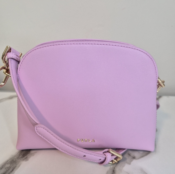 Furla NEW Lilac Leather Crossbody Bag – Small Dome Style, Gold Hardware - Picture 5 of 8